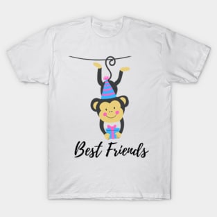 best friends black monkey illustration T-Shirt